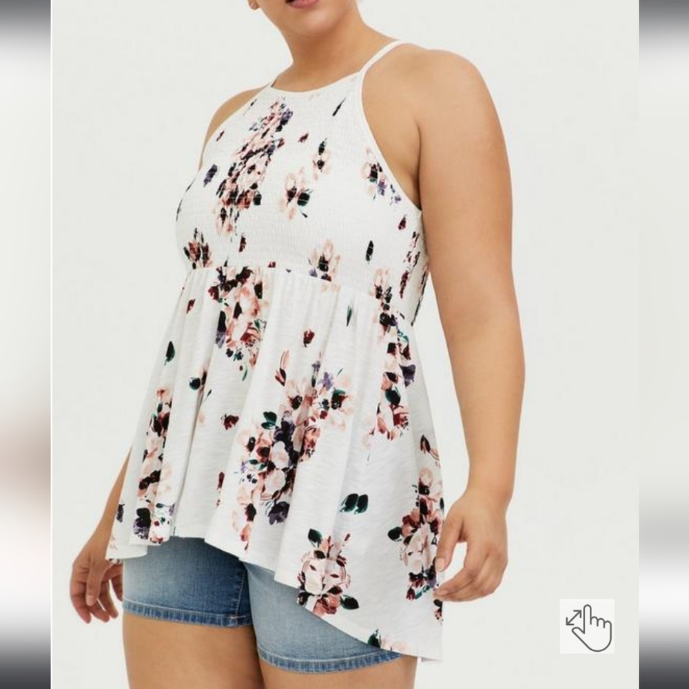 🌸Size 5X Super Soft Smocked High Neck Babydoll Top Torrid women's Shirt🌸